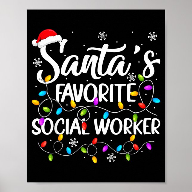 Santa Favorite Social Worker Christmas Lights Fami Poster (Front)