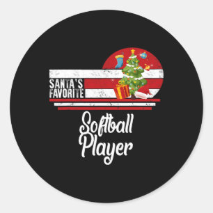 Santa Favorite Softll Player Christmas Ugly Sweate Classic Round Sticker