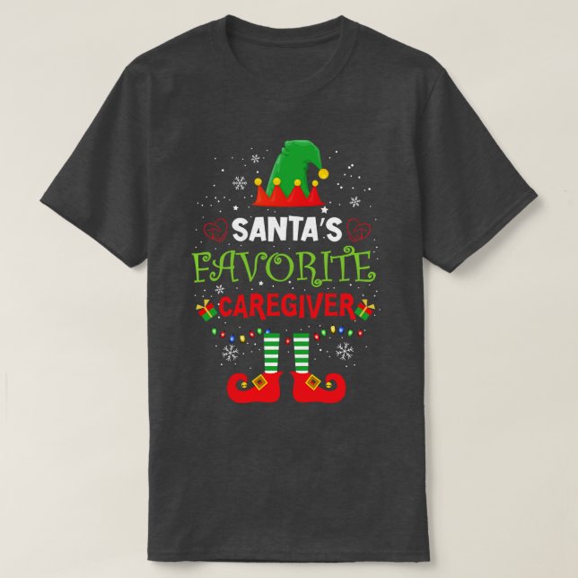 Santa Favourite Caregiver Elf Christmas Pyjamas T-Shirt (Design Front)