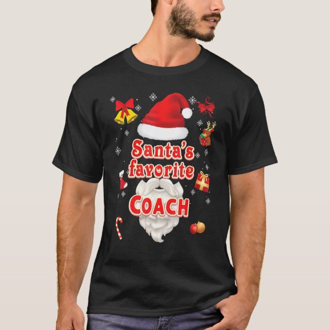 Santa Favourite Coach Christmas Cute Santa Face Sw T-Shirt (Front)