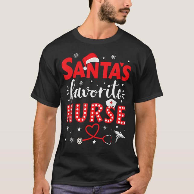 Santa favourite nurse for christmas in hospital T-Shirt (Front)