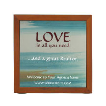 Santa Fe Abstract Art Realtor Wood Desk Organiser