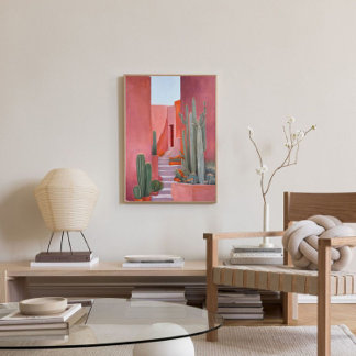 Santa Fe Cacti Boho Poster Canvas Print
