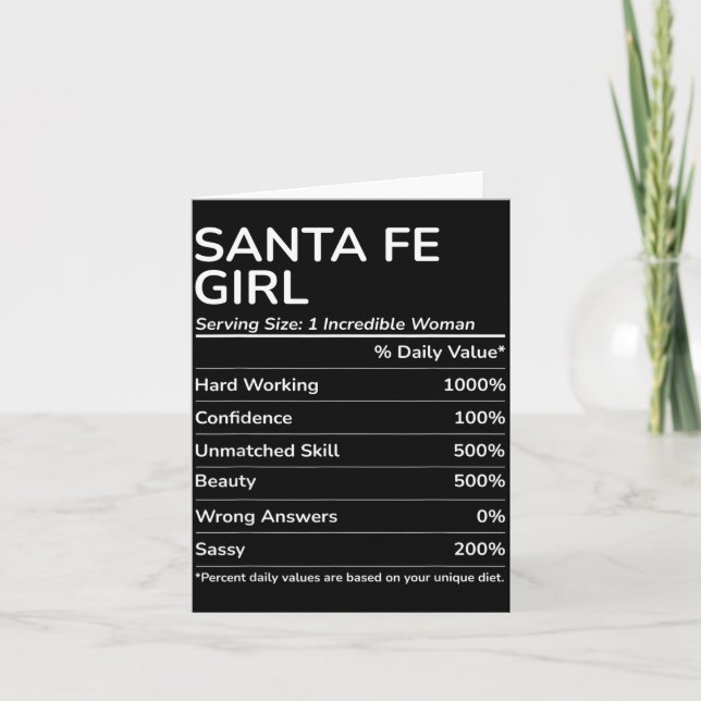 Santa Fe Girl Funny New Mexico Hometown  Card (Front)