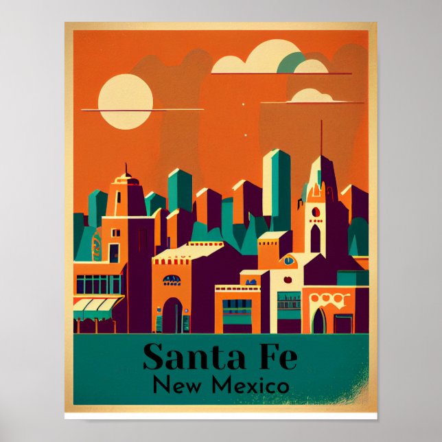 Santa Fe Minimalist Cubist Art Poster (Front)
