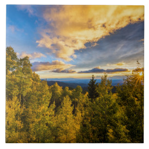 Santa Fe National Forest at Sunset in Autumn Ceramic Tile