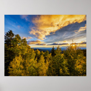 Santa Fe National Forest at Sunset in Autumn Poster
