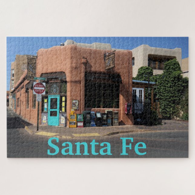 Santa Fe New Mexico Adobe and Turquoise Doors Jigsaw Puzzle (Horizontal)