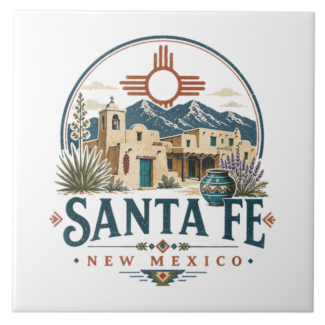 Santa Fe New Mexico Adobe Architecture Southwest Ceramic Tile (Front)