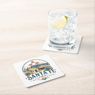 Santa Fe New Mexico Adobe Architecture Southwest Square Paper Coaster