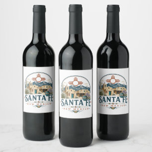 Santa Fe New Mexico Adobe Architecture Southwest Wine Label