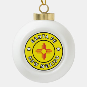 Santa Fe New Mexico Ceramic Ball Christmas Ornament
