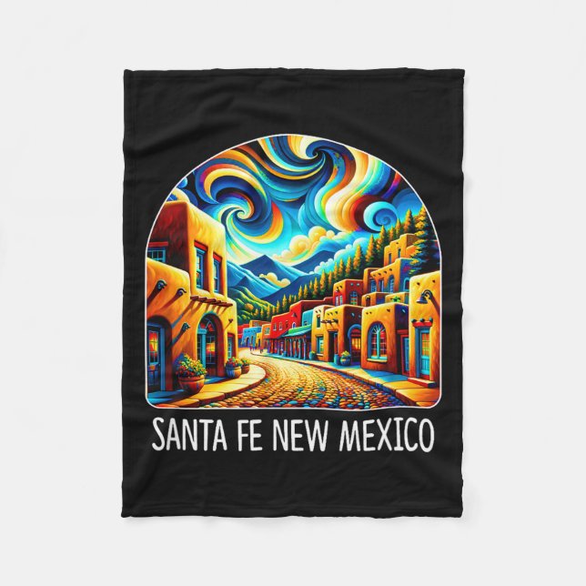 Santa Fe New Mexico - Expressionism Art -  Fleece Blanket (Front)