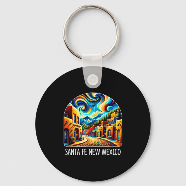 Santa Fe New Mexico - Expressionism Art -  Key Ring (Front)