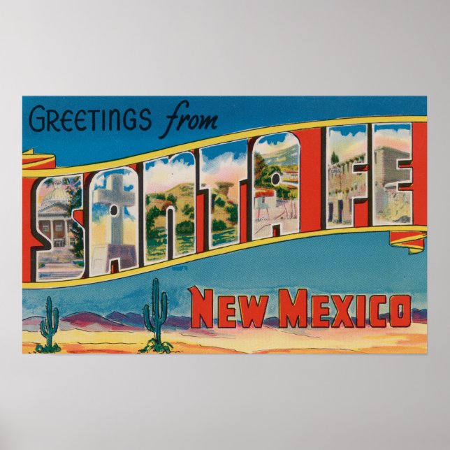 Santa Fe, New Mexico - Large Letter Scenes Poster (Front)