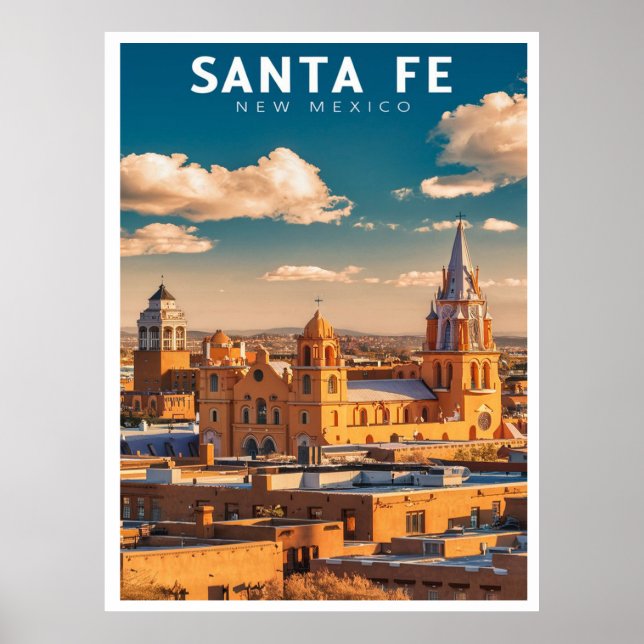 Santa Fe New Mexico Retro Travel Poster (Front)