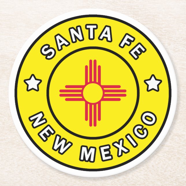 Santa Fe New Mexico Round Paper Coaster (Front)
