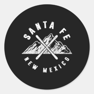 Santa Fe New Mexico Skiing Snowboarding Hiking Mou Classic Round Sticker