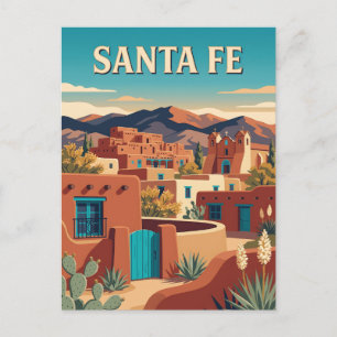 Santa Fe New Mexico Southwest Retro Travel Poster Postcard