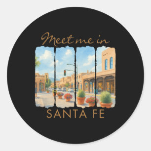 Santa Fe New Mexico Travel Brushstroke Meet Me In Classic Round Sticker