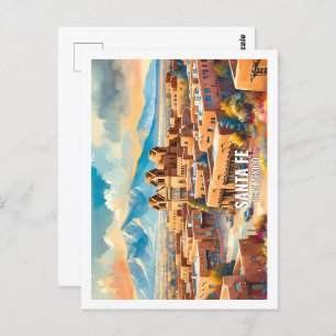 Santa Fe New Mexico USA Famous Place watercolor Postcard
