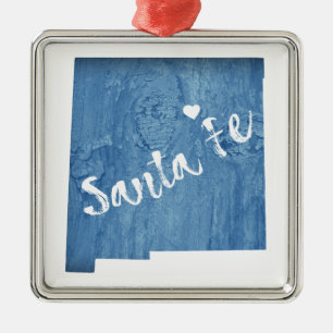 Santa Fe New Mexico Wood Grain Metal Ornament