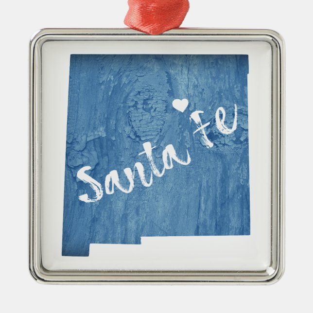 Santa Fe New Mexico Wood Grain Metal Ornament (Front)