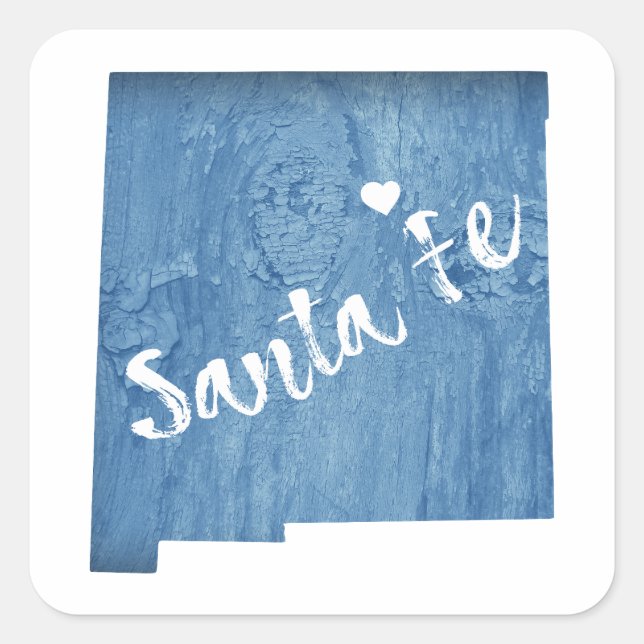Santa Fe New Mexico Wood Grain Square Sticker (Front)