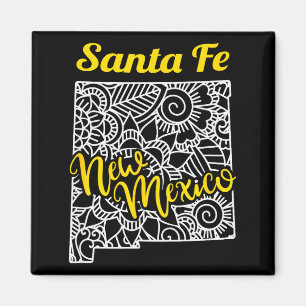Santa Fe Nm - New Mexico City With Mandala Magnet