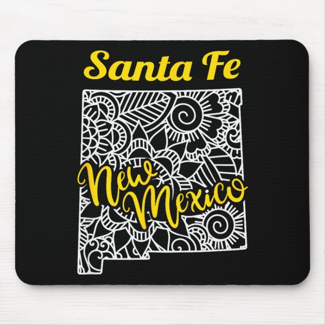 Santa Fe Nm - New Mexico City With Mandala  Mouse Pad (Front)