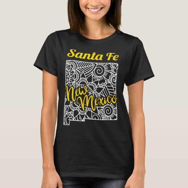 Santa Fe Nm - New Mexico City With Mandala  T-Shirt (Front)