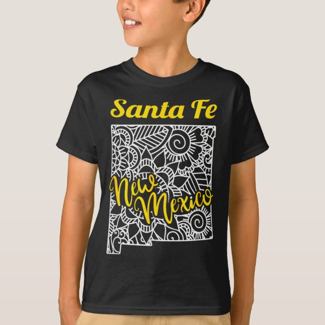 Santa Fe Nm - New Mexico City With Mandala  T-Shirt (Front)