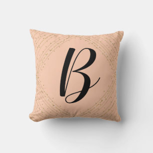Santa Fe Pink & Gold Glitter Glam Monogram Cushion