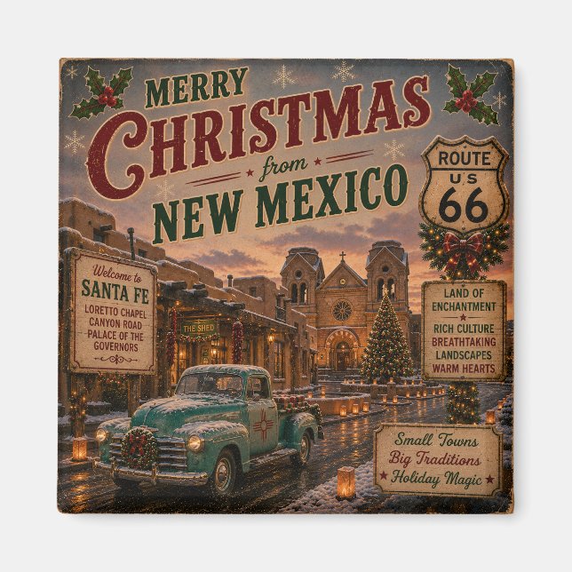 Santa Fe Route 66 Holiday Keepsake Magnet (Front)