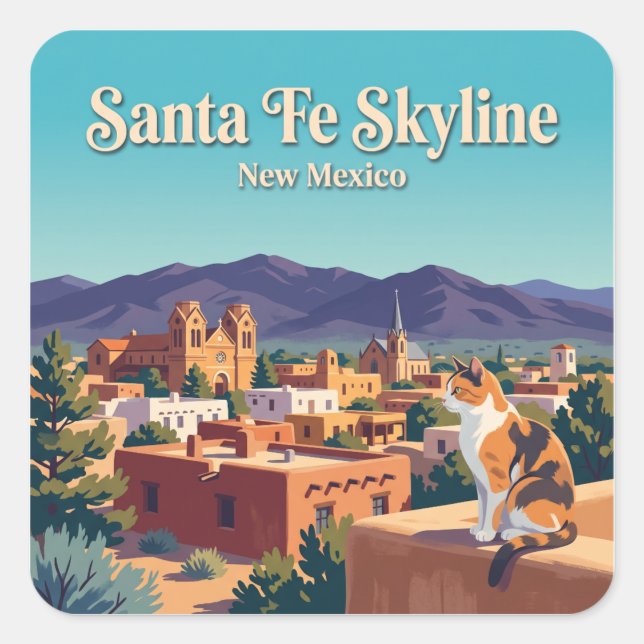 Santa Fe Skyline New Mexico Square Sticker (Front)