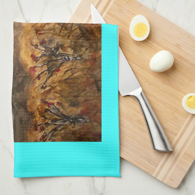 santa fe snow art tea towel (Quarter Fold)