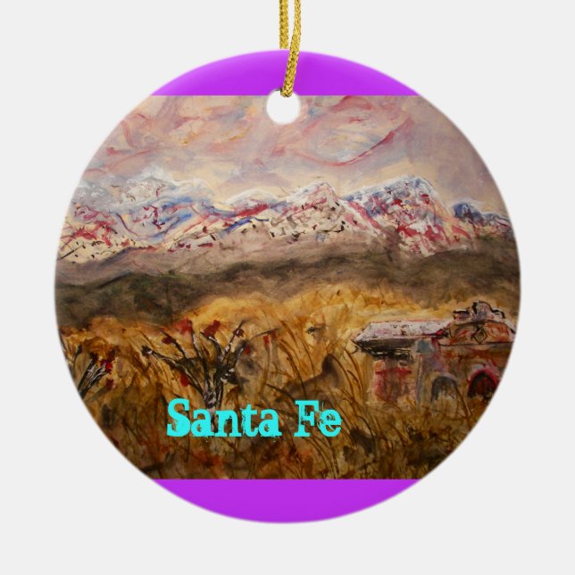 santa fe snow ceramic tree decoration (Front)