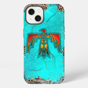 Santa Fe Thunderbird Turquoise Marble Leopard iPhone 13 Case