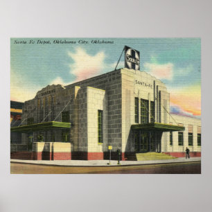 Santa Fe Train Depot, Oklahoma City Vintage Poster