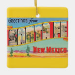 Santa Fe Vintage Greeting Ceramic Ornament<br><div class="desc">Colourful,  retro greetings postcard from Santa Fe.</div>