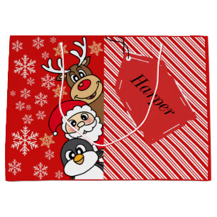 Santa Festive Friends Large Gift Bag