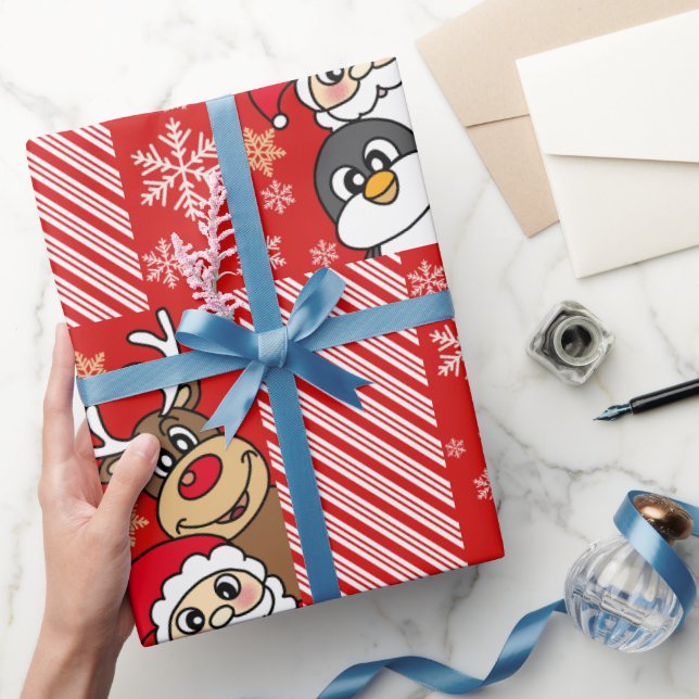 Santa Festive Friends Wrapping Paper (Gifting)
