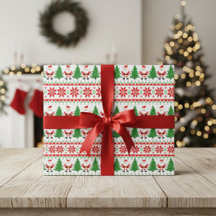 Santa Festive Stripes Wrapping Paper