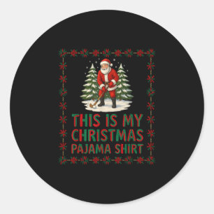 Santa field hockey lover funny christmas family classic round sticker