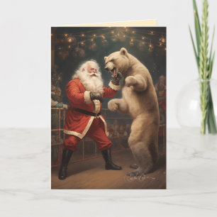 Santa Fights Bears Holiday Card