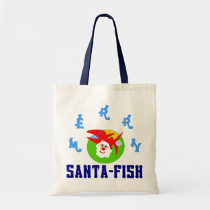 ♫♥Santa-Fish Hilarious Budget Tote Bag♥♪ Bag
