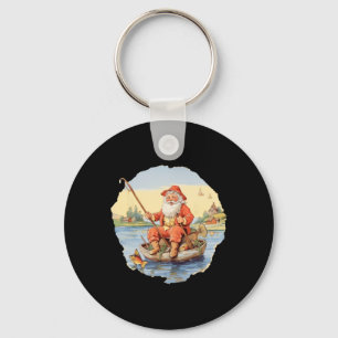 Santa Fishing Christmas In July Summer Fisherman Key Ring