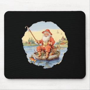Santa Fishing Christmas In July Summer Fisherman Mouse Pad
