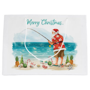 Santa Fishing in Hawaii Shirt Christmas Gift Bag