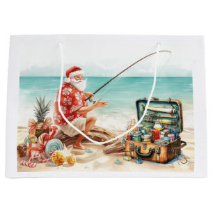 Santa Fishing in Hawaii Shirt Christmas Gift Bag